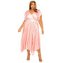 Women'S Spring Summer V-Neck Ruffle Sleeve Pleated Plus Size Midi Dress