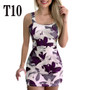 Spring and summer short skirt low neck sexy suspenders straight dress big flower print dress