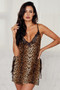 Sexy lingerie Sexy women's Strap deep v leopard print nightdress