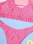 Lace-Up Floral U-Neck Ruffle Sexy Bikini Two Pieces Swimsuit Swimwear