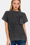 Zenana Pocketed Mock Neck Short Sleeve Sweater