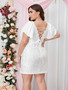 V-Neck Mesh Lace-Up Low Back Sexy Ruffle Sleeve Plus Size Party Dress