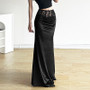 Sexy Lace Patchwork Solid Color Chic Elegant Slim Long Skirt