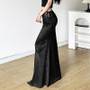 Sexy Lace Patchwork Solid Color Chic Elegant Slim Long Skirt