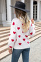 Women's Valentine's Day Sweater Heart Print Knitting Shirt