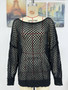 Summer Long Sleeve Solid Color Loose Round Neck Hollow Women's Knitting Shirt