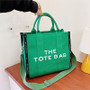 Women retro color contrast tote bag totebags canvas bag