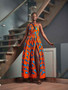 African Women Print Sexy Lace-Up Slit Dress