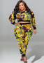 Plus Size Women Fall Print Two-Piece Set