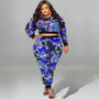 Plus Size Women Fall Print Two-Piece Set