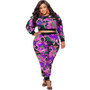 Plus Size Women Fall Print Two-Piece Set