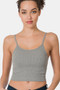 Zenana Ribbed Seamless Cropped Cami with Bra Pads