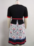 Plus Size Women's Round Neck Short Sleeves Print Patchwork Dress