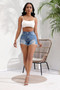 Women'S Washed Ripped High Waist Stretch Fashion Denim Shorts