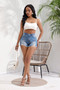 Women'S Washed Ripped High Waist Stretch Fashion Denim Shorts