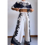 Spring Summer Casual Short Sleeve Lounge Wear Loose Holidays Women'S Two-Piece Pants Set