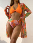 Women'S Two Pieces Bikini Long Sleeve Cover-Up Three-Piece Swimsuit