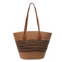 Women striped one-shoulder Beach woven beach bag