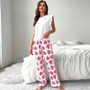 Women T-shirt And Printed Pants Casual Lounge Wear Set for Two