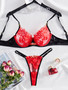 Women Embroidery Patchwork Heart Print meshSexy lingerie two-piece set