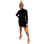 Women High Neck Long Sleeve Bodycon Dress