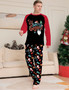 Christmas Cartoon Print Round Neck Long Sleeve Top+Pant Pajama Two Piece