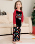 Christmas Cartoon Print Round Neck Long Sleeve Top+Pant Pajama Two Piece