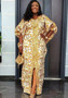 Muslim Patchwork Printed Robe African Loose Printed Sequined V-Neck Dress