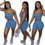 Women's Fashion Summer Sexy Crop Camisole Shorts Two Piece Set