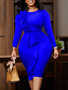 Plus Size African Women Autumn and Winter Chic Ol Round Neck Long Sleeve Dress