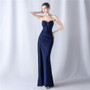 Women fishbone beaded high-end slit evening dress