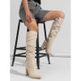 Women high-heeled suede wrinkled high-cut boots