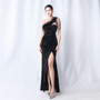 Women velvet beaded high-end evening dress