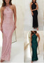 Women Sexy Backless Sleeveless Sequin Maxi Evening Dress