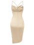 Summer Women's Solid Color Collar Drawstring Strap Dress