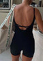 Sexy Cross Low Back Knitting Jumpsuit Women's Spring Summer Tight Fitting Sports Outdoor Wear