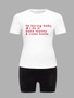 Spring Women's Fashionable Round Neck Letter Printed Short-Sleeved T-Shirt Shorts Two Piece Set