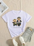 Cartoon Print Short Sleeve Trendy T-Shirt