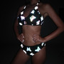 Sexy Reflective Two Pieces Bikini Beach Holidays Low Back Swimsuit