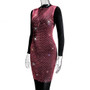 Women Mesh Diamond Round Neck Dress