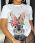 Women'S Easter Bunny Print T-Shirt Short Sleeve Summer Top