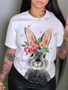 Women'S Easter Bunny Print T-Shirt Short Sleeve Summer Top