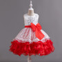 Girls bow flower girl wedding dress evening dress birthday party puffy dress