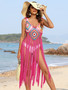 Women Tassel Patchwork Beach Holidays Blouse Sexy Sundress