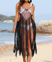 Women Tassel Patchwork Beach Holidays Blouse Sexy Sundress