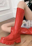Pu Leather Thick Sole Boots Women'S Autumn And Winter Shiny Tall Boots Thick Sole Plus Size Fashion Boots