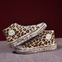 High-Top Fashion Canvas Shoes Women'S Spring And Autumn Casual Rhinestone Leopard Print Shoes