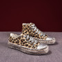 High-Top Fashion Canvas Shoes Women'S Spring And Autumn Casual Rhinestone Leopard Print Shoes