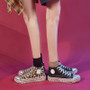 High-Top Fashion Canvas Shoes Women'S Spring And Autumn Casual Rhinestone Leopard Print Shoes