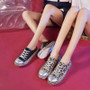 High-Top Fashion Canvas Shoes Women'S Spring And Autumn Casual Rhinestone Leopard Print Shoes